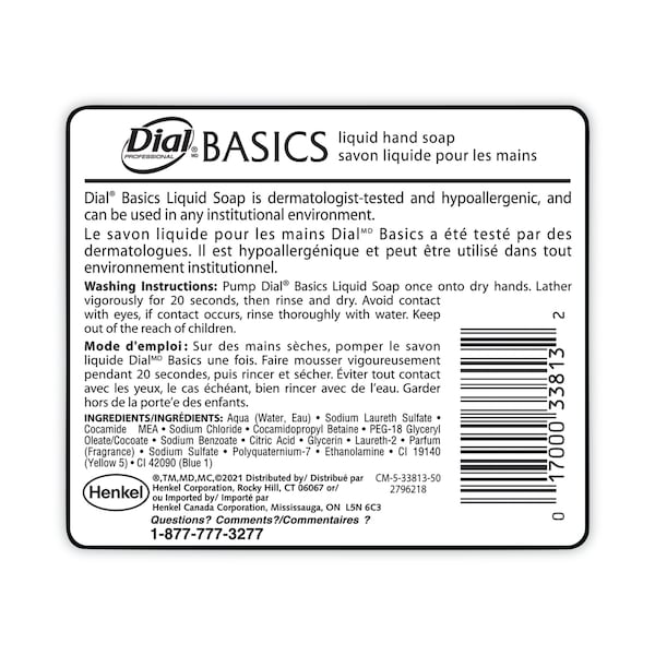 Basics MP Free Liquid Hand Soap, Unscented, 16 Oz Pump Bottle, PK12
